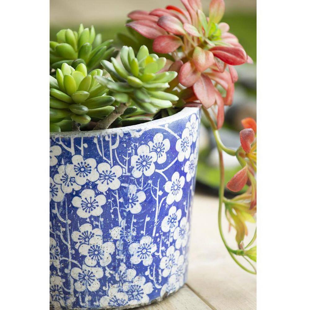 Large Blue and White Terracotta Planters Set of 4