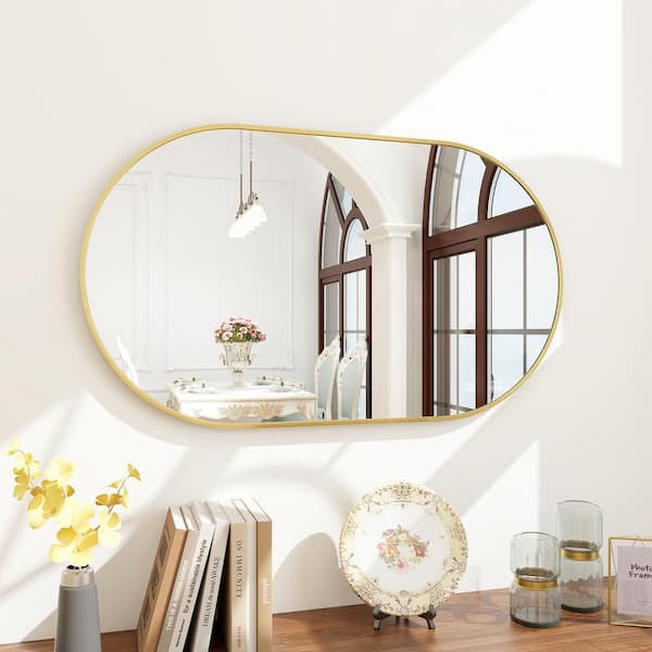 GLSLAND 20 in. W x 36 in. H Oval Metal Framed Wall Bathroom Vanity