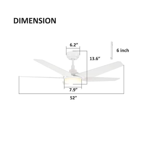 CARRO Voyager 52 in. Dimmable LED Indoor/Outdoor White Smart
