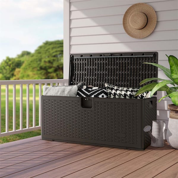 Costway 100 Gal. Patio Brown Deck Box Outdoor Waterproof