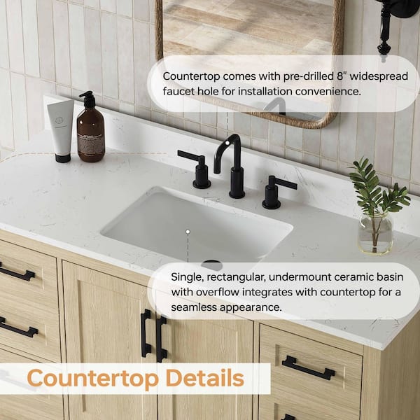DELUXE DL LIVING Nexa 49 in. Single Sink Freestanding Oak Bath