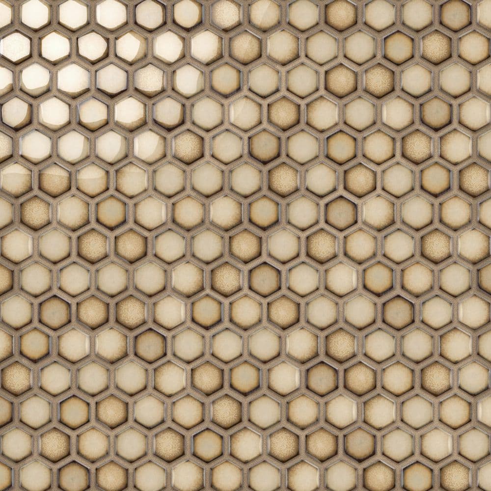 Merola Tile Hudson 1 in. Hex Caffe 11-7/8 in. x 13-1/4 in