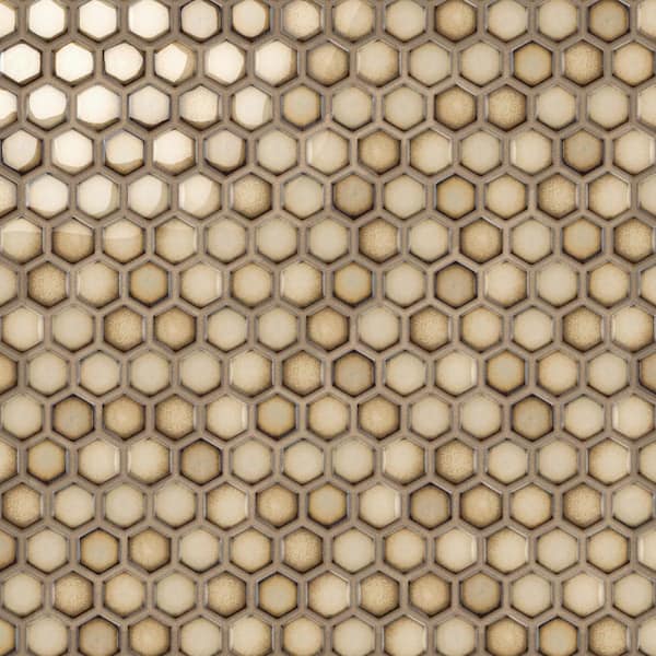 Hudson 1 in. Hex Caffe 11-7/8 in. x 13-1/4 in. Porcelain Mosaic Tile (11.2 sq. ft./Case)