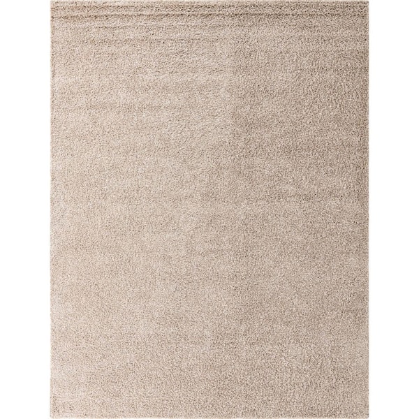 Unique Loom Solid Shag Taupe 10 ft. x 13 ft. Area Rug