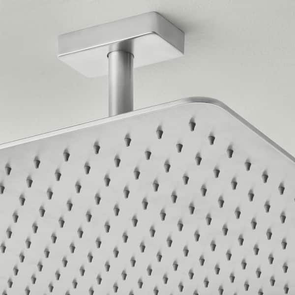 Modern 1-Spray 16 in. Single Ceiling Mount Fixed Rain Shower Head in Brushed Nickel Modern 1-Spray 16 in. Single Ceiling Mount Fixed Rain Shower Head in Brushed Nickel
