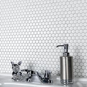 Metro Penny Matte White 9-3/4 in. x 11-1/2 in. x 6 mm Porcelain Mosaic Tile (0.77 sq. ft./Each)