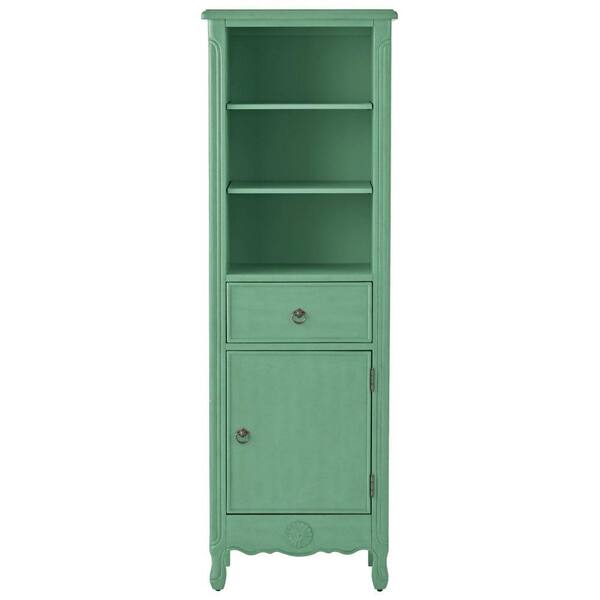 Home Decorators Collection Keys 20 in. W x 60 in. H x 14 in. D Bathroom Linen Storage Cabinet in Distressed Aqua Marine