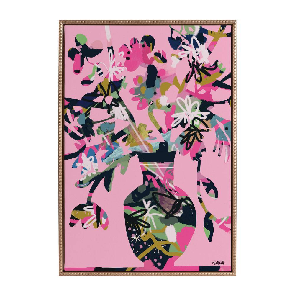 Gold Framed Colorful Floral Vase Canvas Print, 23" x 33"