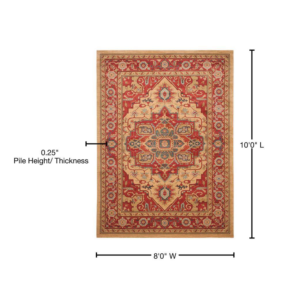 Safavieh Red and Natural Synthetic 8' x 10' Oriental Area Rug