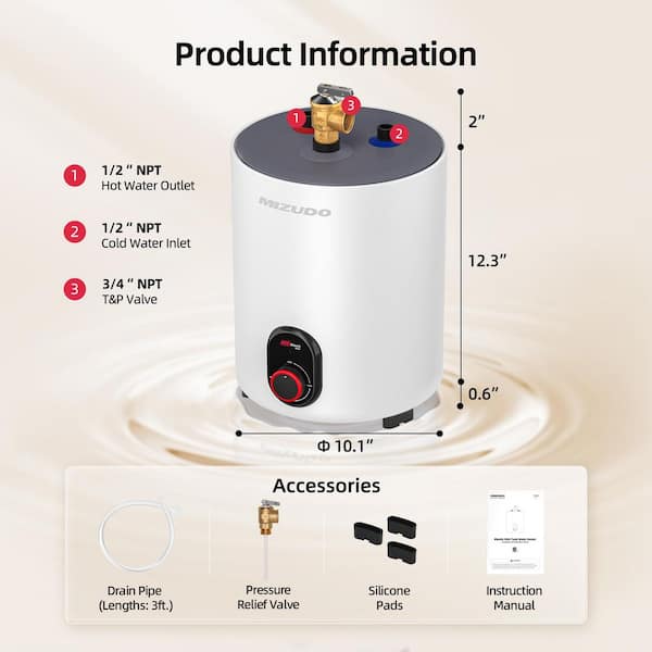 Etech 1.5 Gal. Compact 1440-Watt Element 120-Volt Point of Use Electric Water Heater with 6-Year Warranty, White