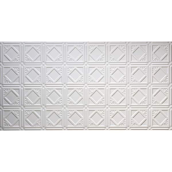 Global Specialty Products Dimensions 2 ft. x 4 ft. Glue Up Tin Ceiling Tile in Matte White