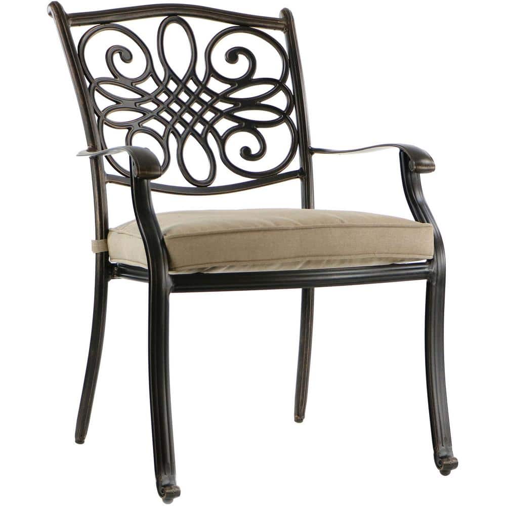 Hanover Traditions 11-Piece Aluminum Outdoor Dining Set with Tan Cushions