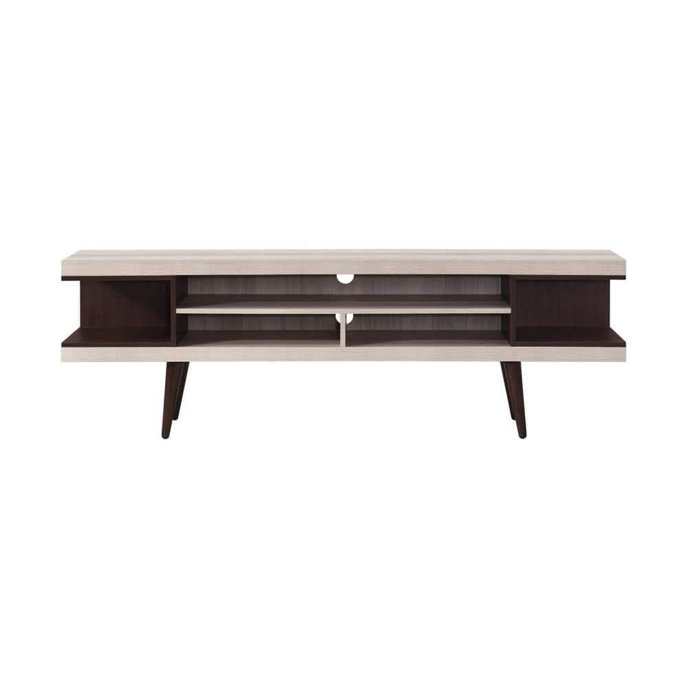 70.87 in. Tender Oak Wood TV Stand with 5 Storage Shelves Fits TVs up to 7