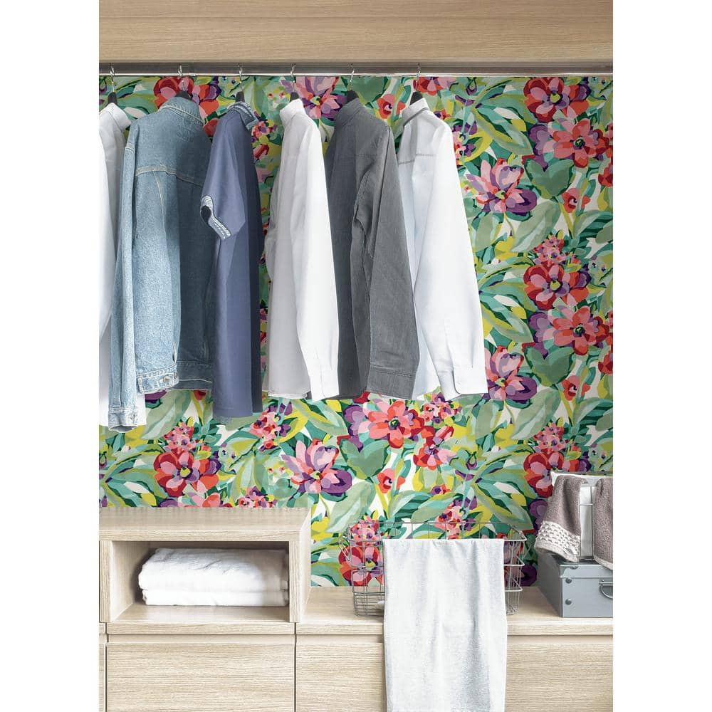 Multicolor Vinyl Floral Peel and Stick Wallpaper Roll