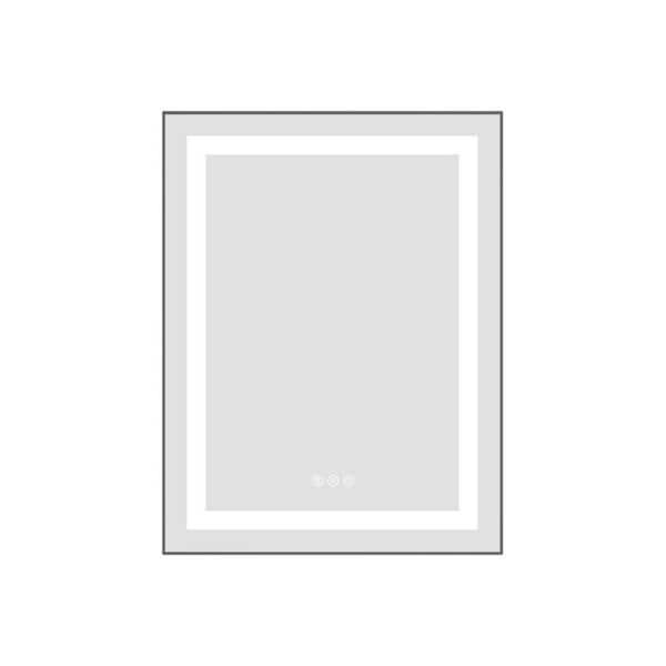 28 in. W x 24 in. H Rectangular Aluminum Frameless LED Anti-Fog Dimmable Wall Mount Bathroom Vanity Mirror in Gun Ash