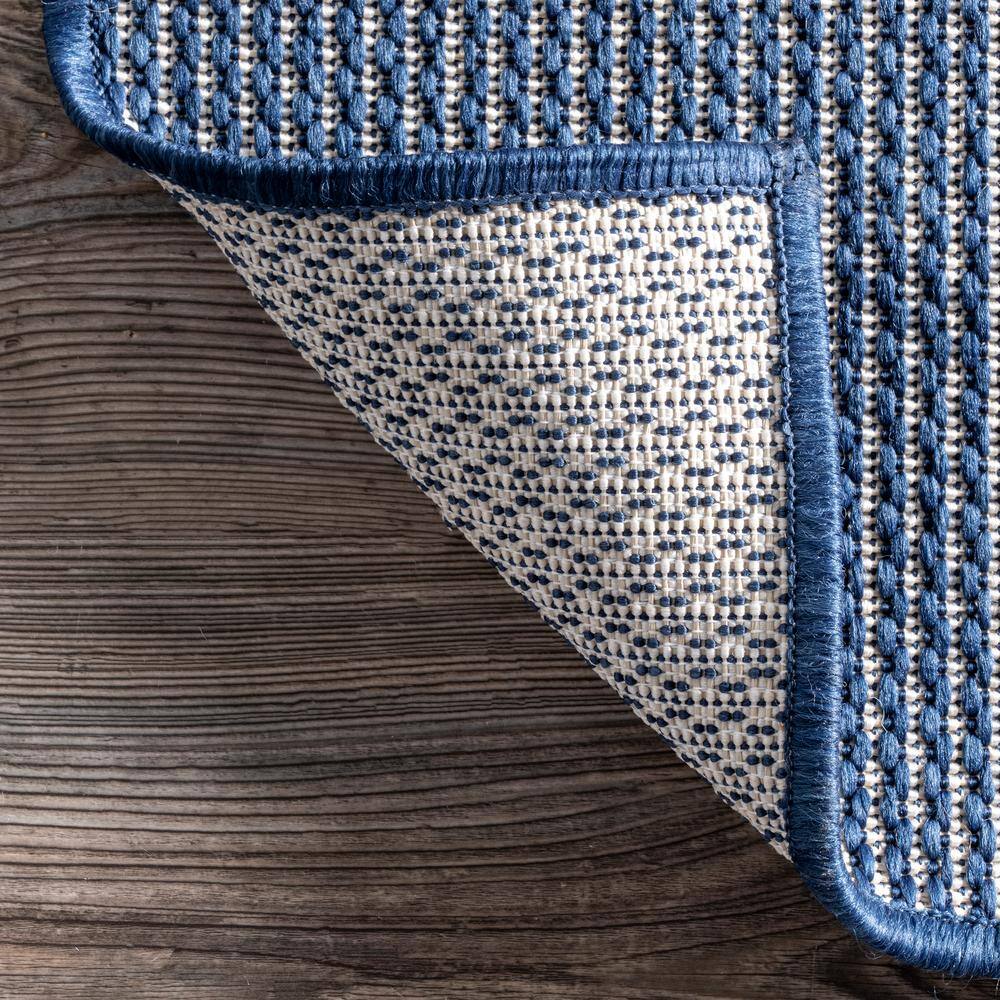 Blue Geometric Synthetic Indoor/Outdoor Patio Area Rug