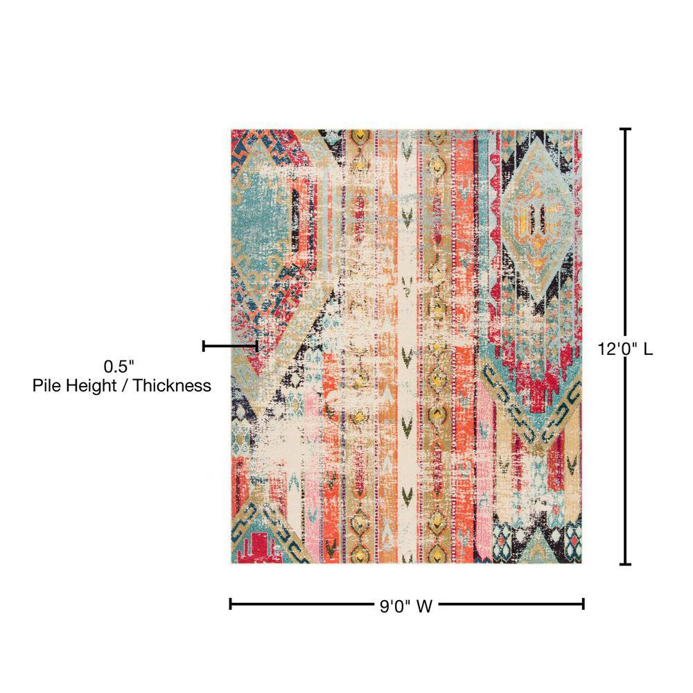 Boho-Chic Multi-Color Synthetic 9' x 12' Area Rug