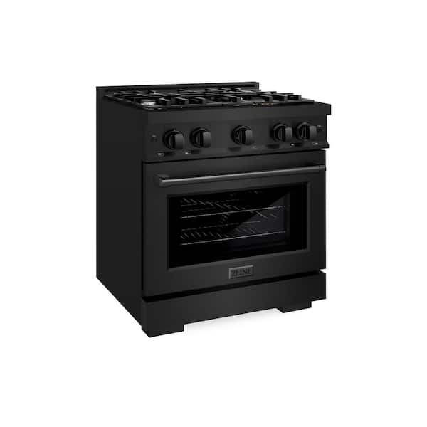 Select 30 in. 4-Burner Gas Range with Gas Convection Oven in Black Stainless Steel