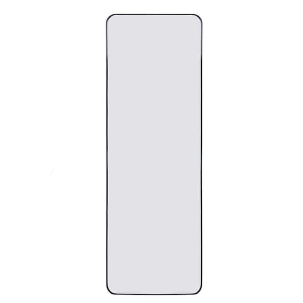 Unbranded 20 in. W x 63 in. H Rectangle Framed Black Aluminum Alloy Mirror, Rounded Corner Vanity Mirror, Living Room or Bedroom