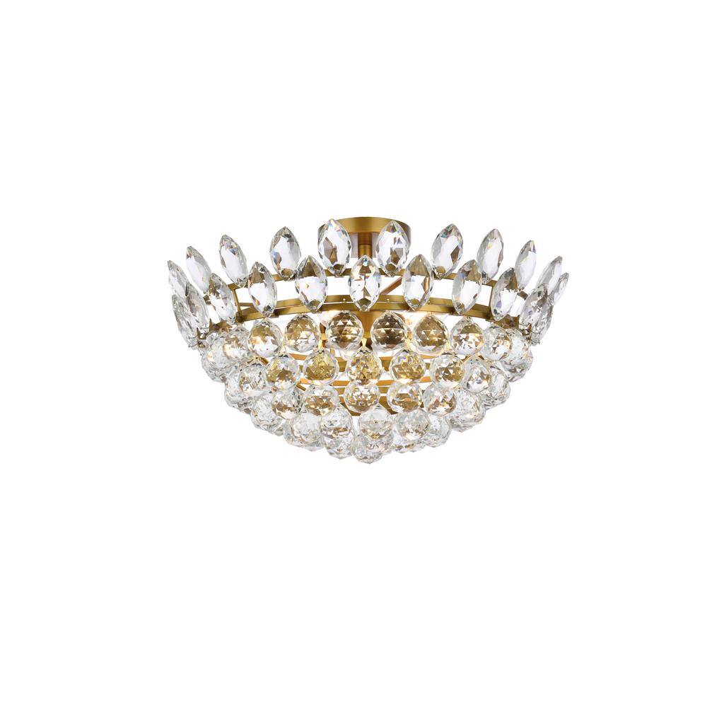 Emilia Brass and Crystal 5-Light Flush Mount