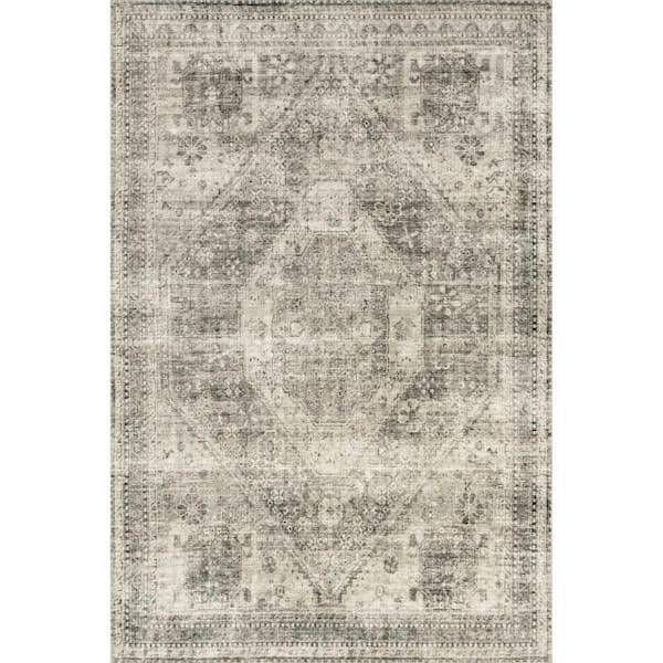 Nevaeh Machine Washable Bohemian Medallion Grey 4 ft. x 6 ft. Area Rug