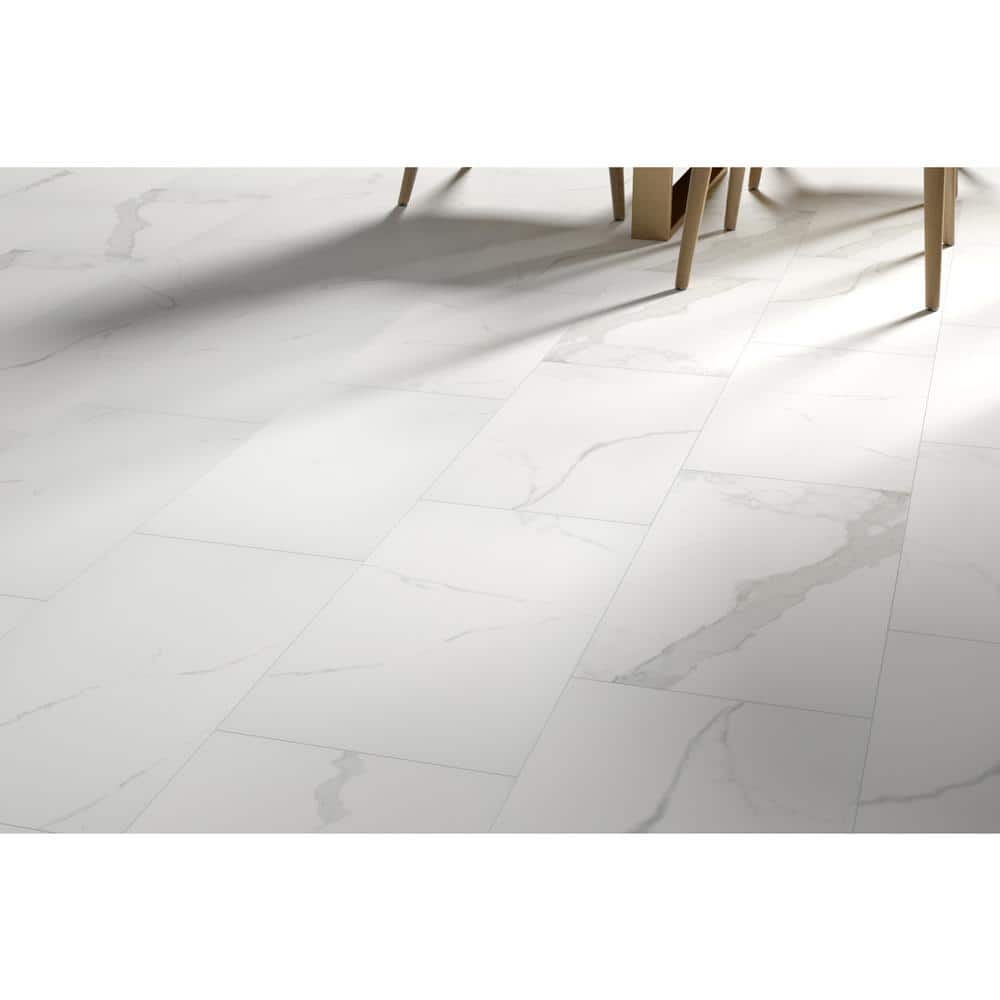 Sculpture White Matte Porcelain Stone Look Tile 12" x 24"