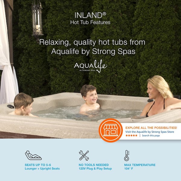 AquaLife Inland 6-Person 24-Jet 120-Volt Lounger Hot Tub with Easy