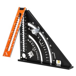 2-in-1 Aluminum Alloy Folding 6 in. Rafter Square with 12 in. Extendable Ruler