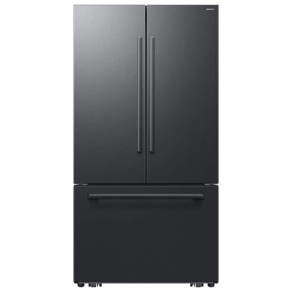 29 cu. ft. Standrad Depth 3-Door French Door Refrigerator in Matte Black Steel with Zero clearance fit