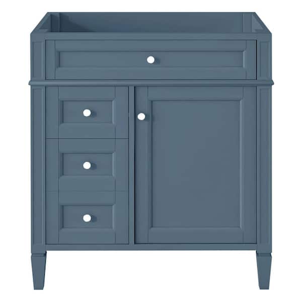 30 in. Bath Vanity Cabinet without Top in Blue with 2-Drawers and a Tip-out Drawer