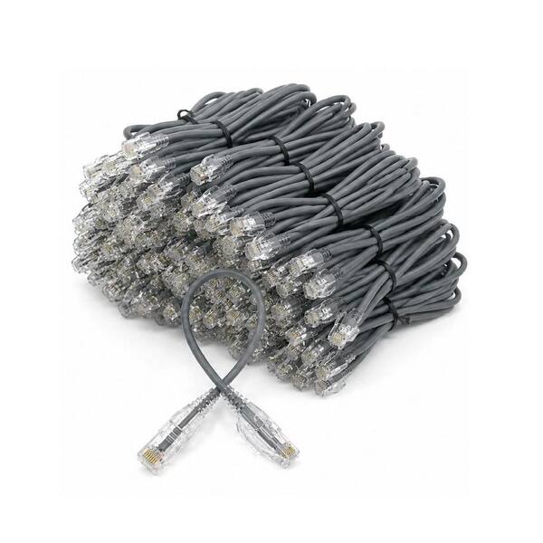 1 ft. Ultra Slim CAT 6 Patch (28AWG) Cable Gray 100-Pack