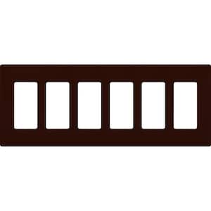 Claro 6 Gang Wall Plate for Decorator/Rocker Switches, Gloss, Brown (CW-6-BR) (1-Pack)