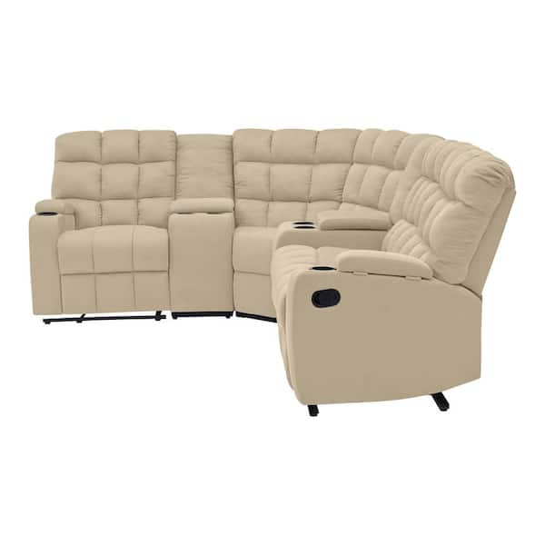 Bolero Black Gel Fabric 6 Piece Power Reclining Sectional