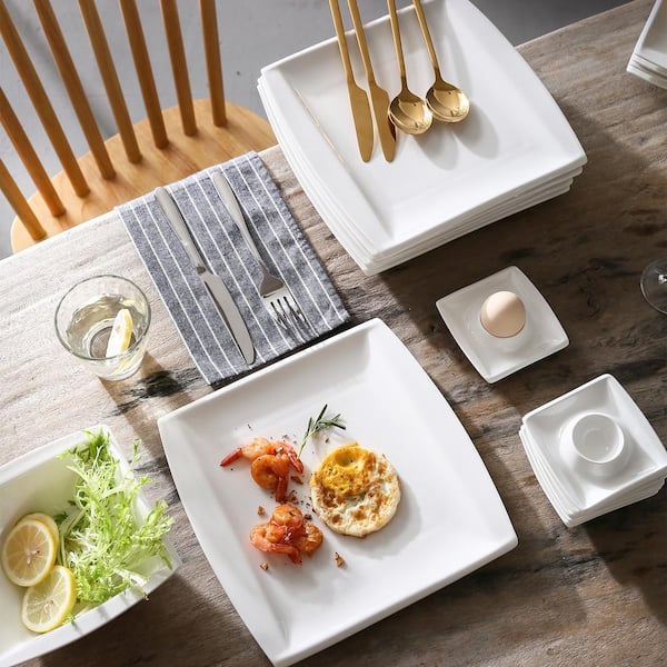 MALACASA Series Blance 6-Piece Ivory White Porcelain Dinnerware