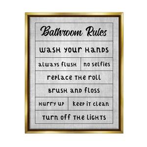 Bathroom Rules Checklist Design By CAD Designs Floater Framed Typography Art Print 31 in. x 25 in.