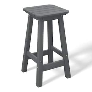 Laguna 24 in. HDPE Plastic All Weather Square Seat Backless Counter Height Outdoor Bar Stool in Gray