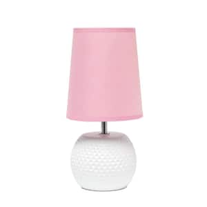 11 .37 in. White and Pink Studded Texture Ceramic Table Lamp