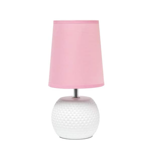 Simple Designs 11 .37 in. White and Pink Studded Texture Ceramic Table Lamp