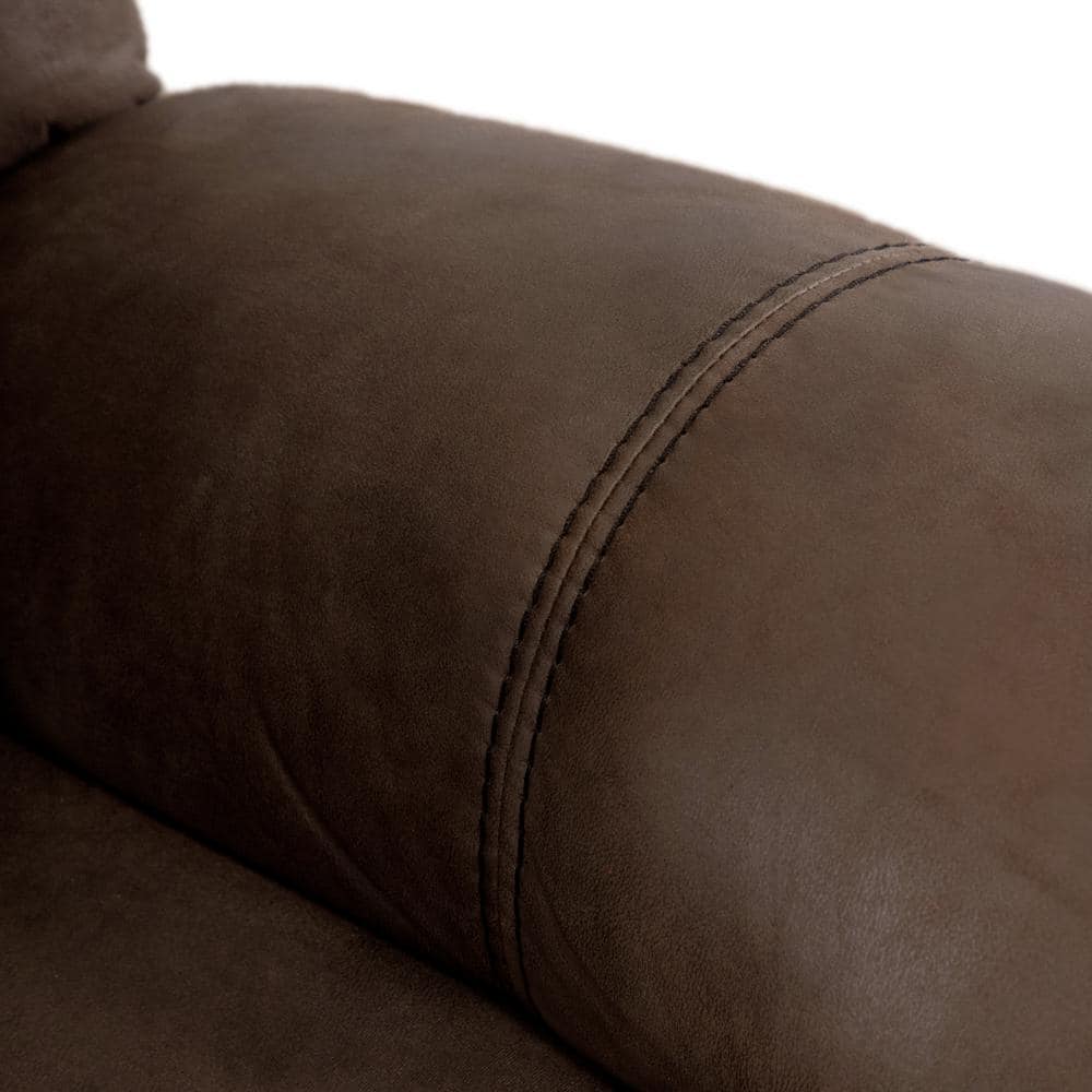 87" Brown Suede Reclining Sofa with Cup Holders