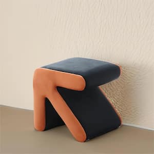 Black plus Orange Modern Upholstered Velvet Square Arrow Ottoman for Living Room Bedroom