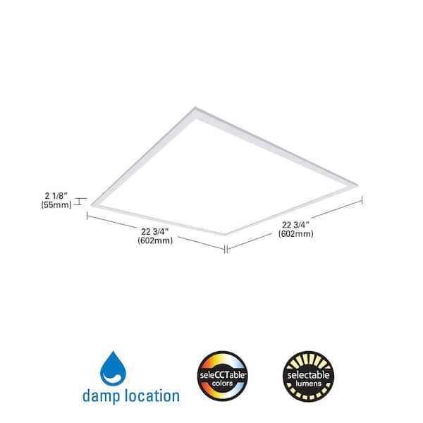 Metalux 2 ft. x 2 ft. Selectable Lumens 2700/3600/4700, Integrated LED Panel Light, Selectable CCT 3500K/4000K/5000K