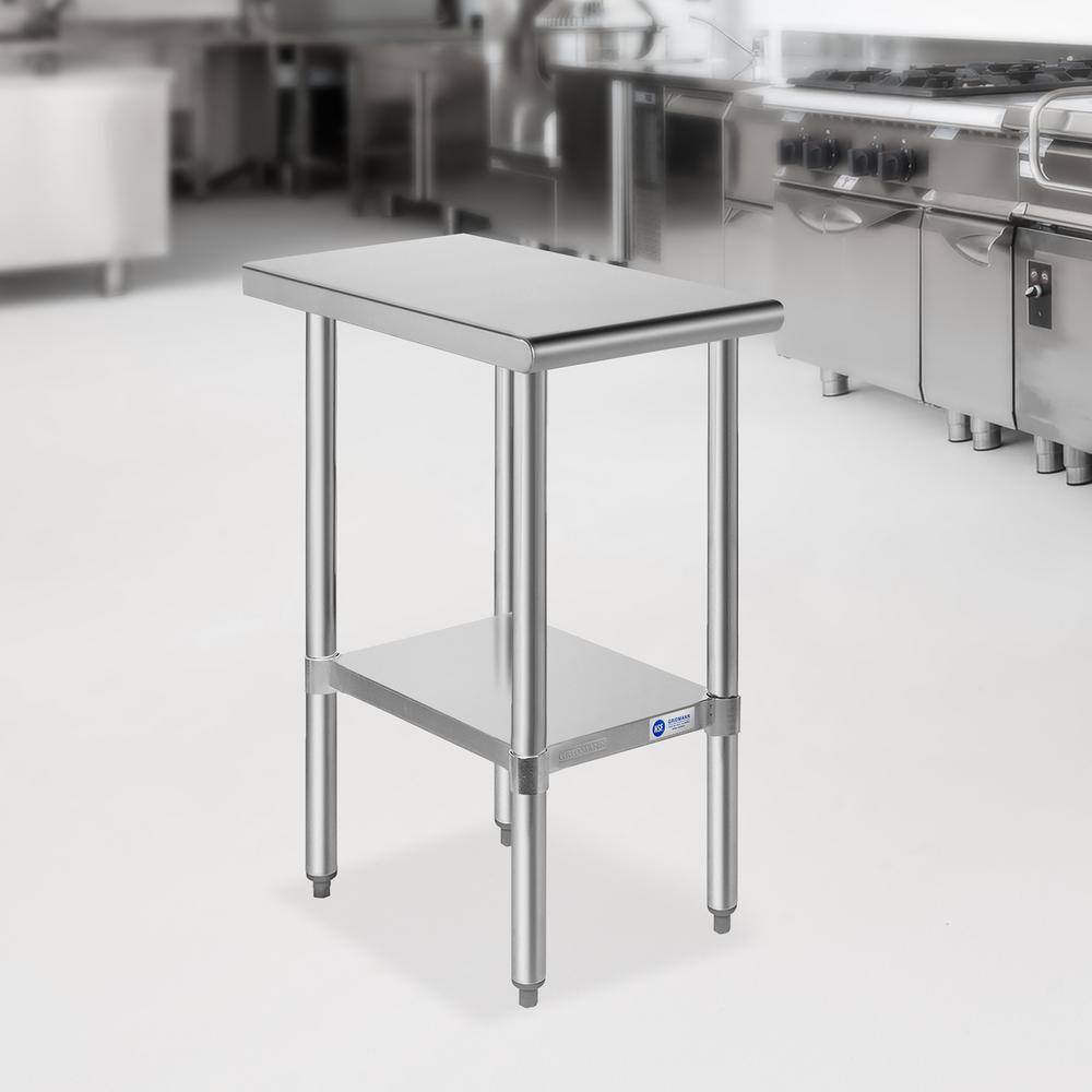 Stainless Steel Commercial Prep Table with Undershelf, 12 x 30 Inches