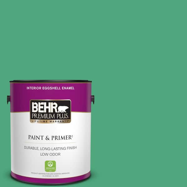 BEHR PREMIUM PLUS 1 gal. #P420-5 Shamrock Green Eggshell Enamel Low Odor Interior Paint & Primer