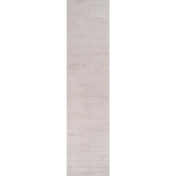 Haze Solid Low-Pile Ivory 2 ft. x 14 ft. Runner Rug