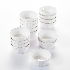 2.75 in. White Porcelain Ramekins Souffle Dishes Serving Bowls (Set of 16)