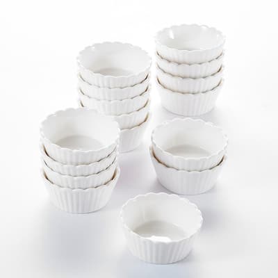 2.75 in. White Porcelain Ramekins Souffle Dishes Serving Bowls (Set of 16)