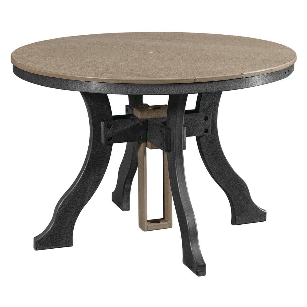 Adirondack Series Black Frame Round High Density Plastic Dining Height Outdoor Dining Table price history on PriceWatchPro