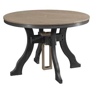 Adirondack Series Black Frame Round High Density Plastic Dining Height Outdoor Dining Table