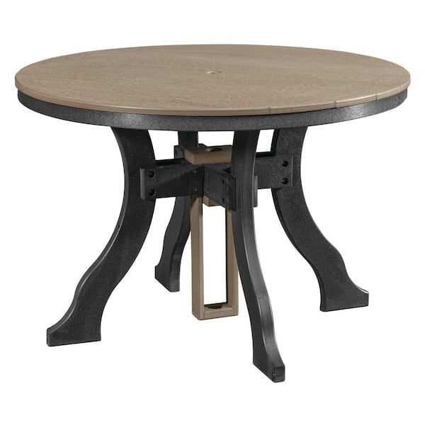 American Furniture Classics Adirondack Series Black Frame Round High Density Plastic Dining Height Outdoor Dining Table
