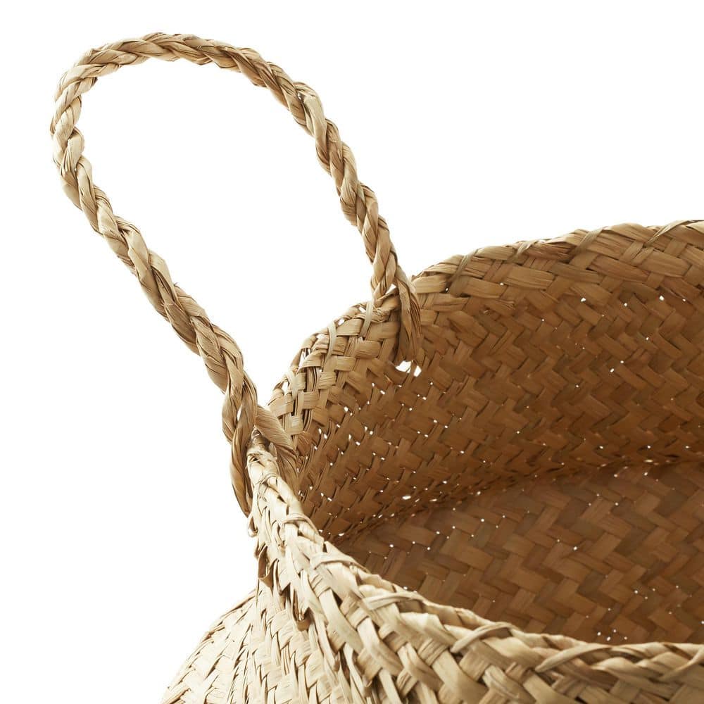Medium Natural Woven Seagrass Belly Basket with Handles